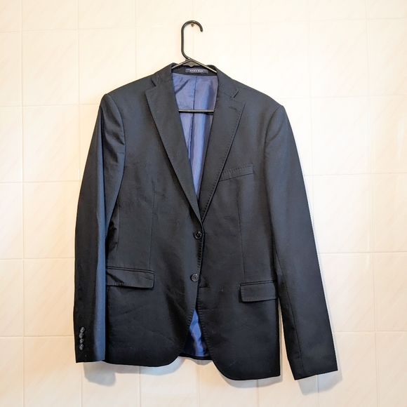 Zara Man Black Suit Jacket with Blue Lining - Picture 3 of 15